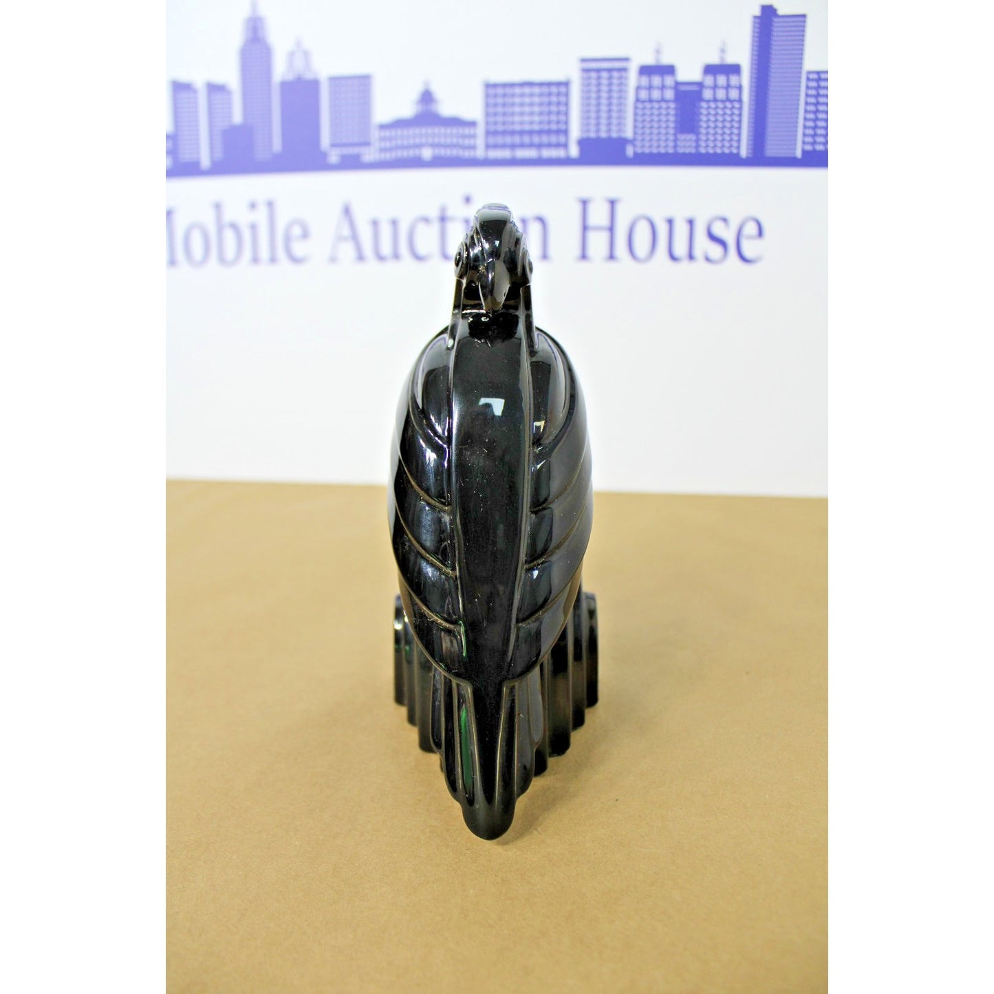 Vintage Fitz & Floyd Art Deco Jet Black Parrot Single Bookend, Weighted Figure