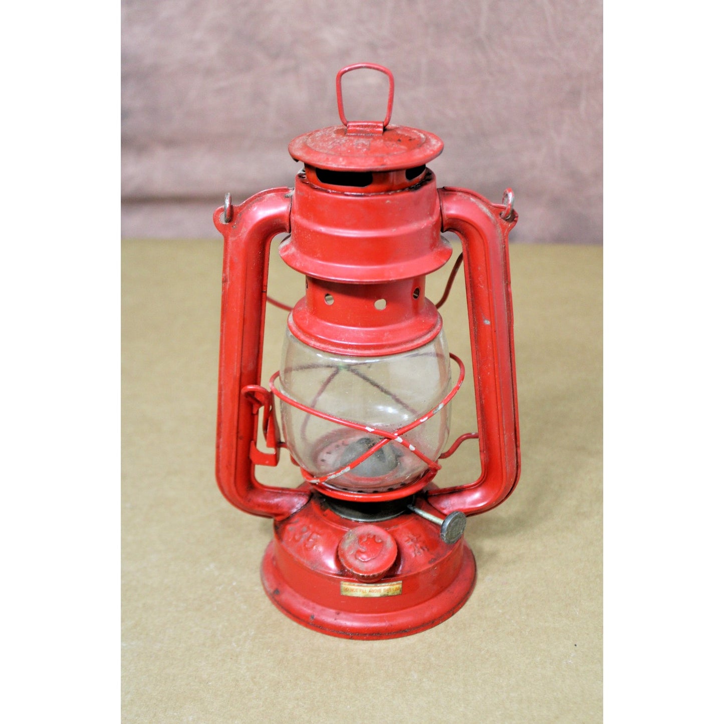 Vintage Pair of Red Kerosene Lanterns, Oil Lamps, 1 Swallow Brand, 10.5" H