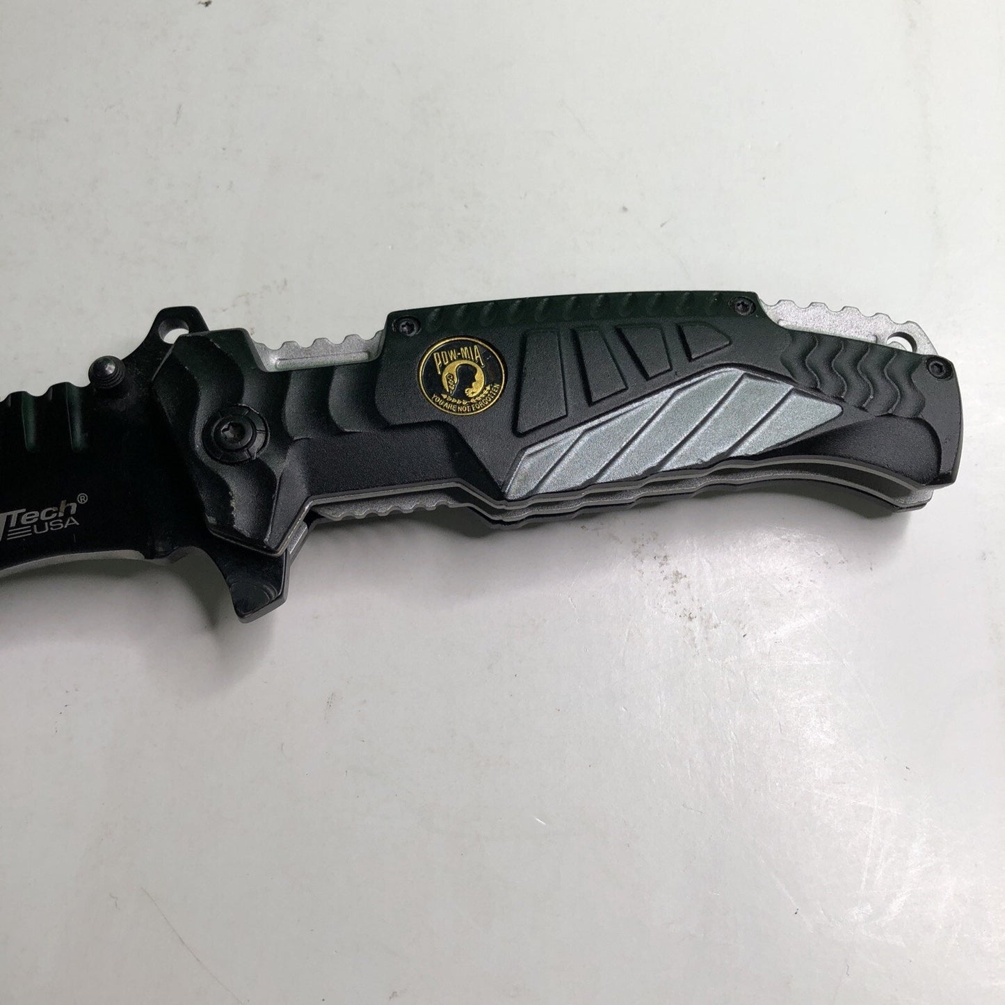 MTech POW/MIA A/O Folding Knife Black Stainless Blade Aluminium Handle MT-A944GY