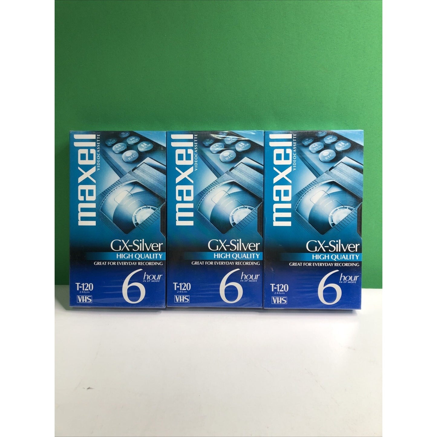 Maxell GX-Silver Blank VHS (Lot of 3) Video Cassette T-120 6 Hour Sealed NEW