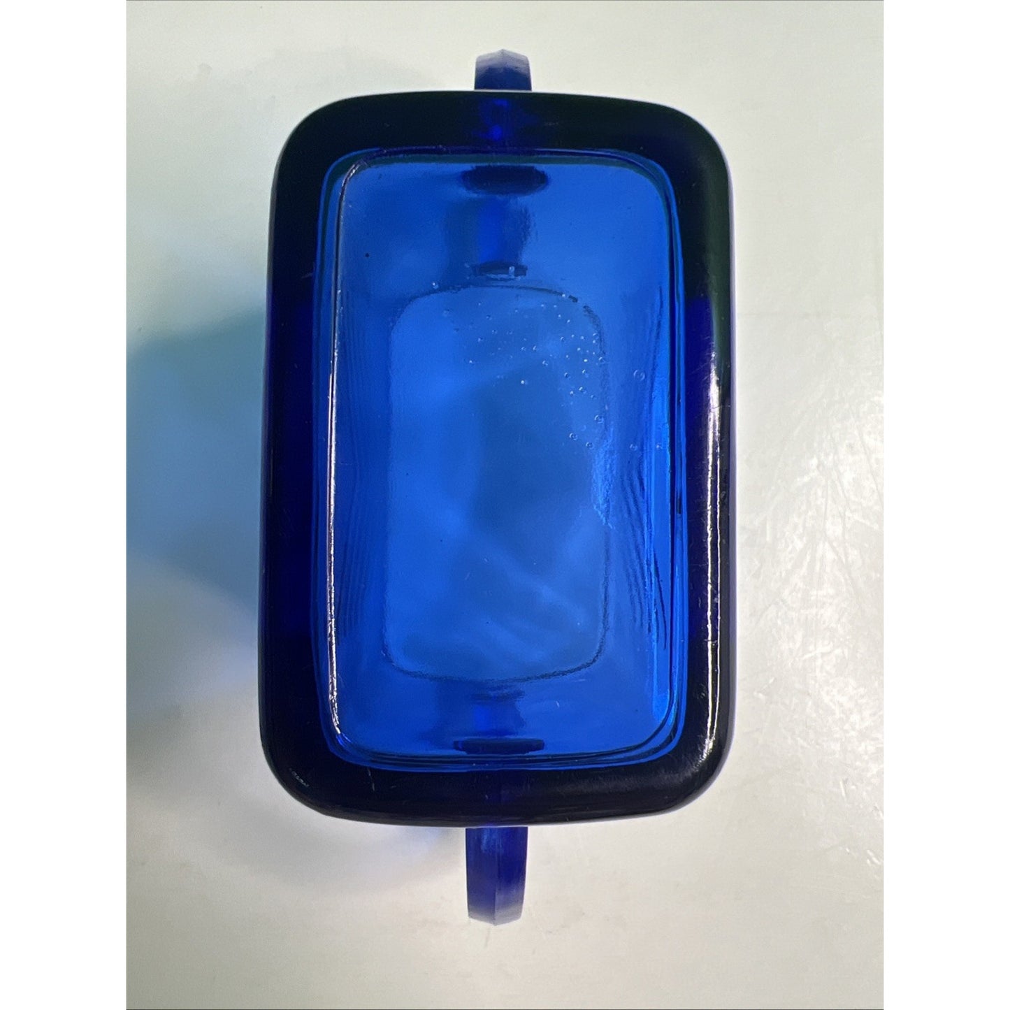 Vintage HAZEL ATLAS Chevron Cobalt Depression Glass Open Sugar Bowl