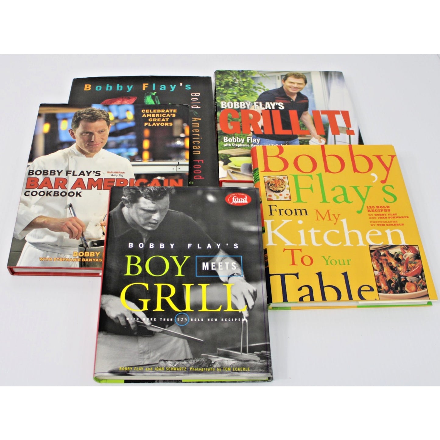 Bobby Flay: 5 Cookbook Lot: Grill It!, Bold American Food, Bar Americain, etc