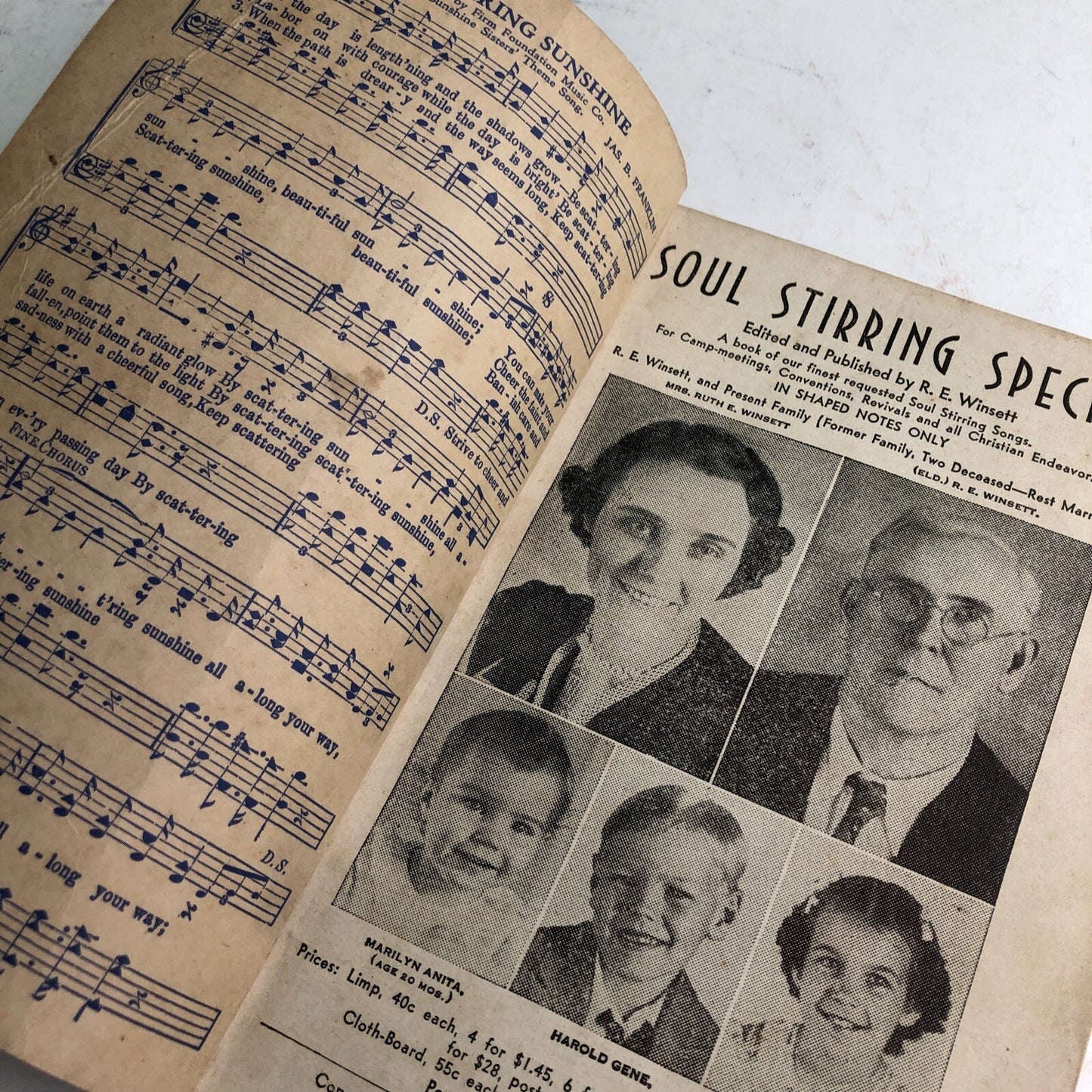 1941 Gospel Hymnal R E Winsett Soul Stirring Special Tennessee Songbook Music