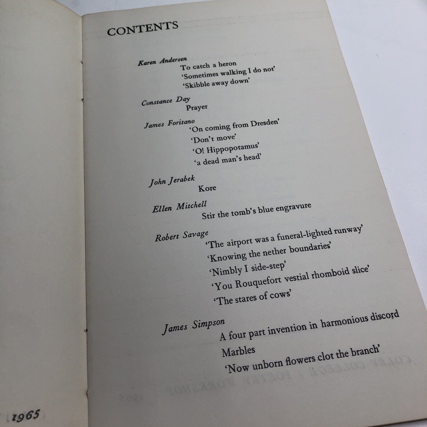 1965 Colby College Poetry Workshop Graphic Arts Day Mitchell Andersen Jerabek