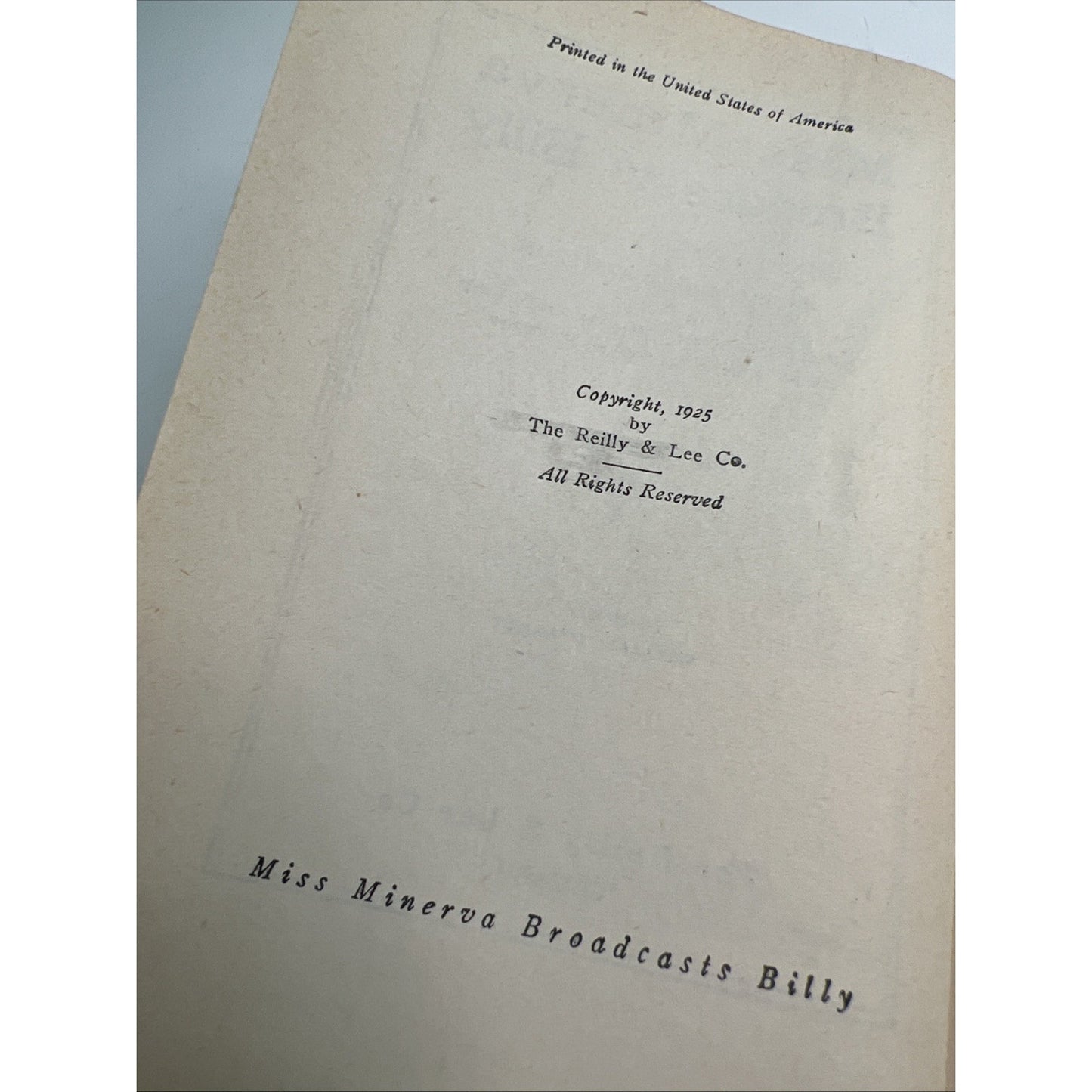 1925 1st Edition HC MISS MINERVA BROADCASTS BILLY by Emma Speed Sampson Illus.