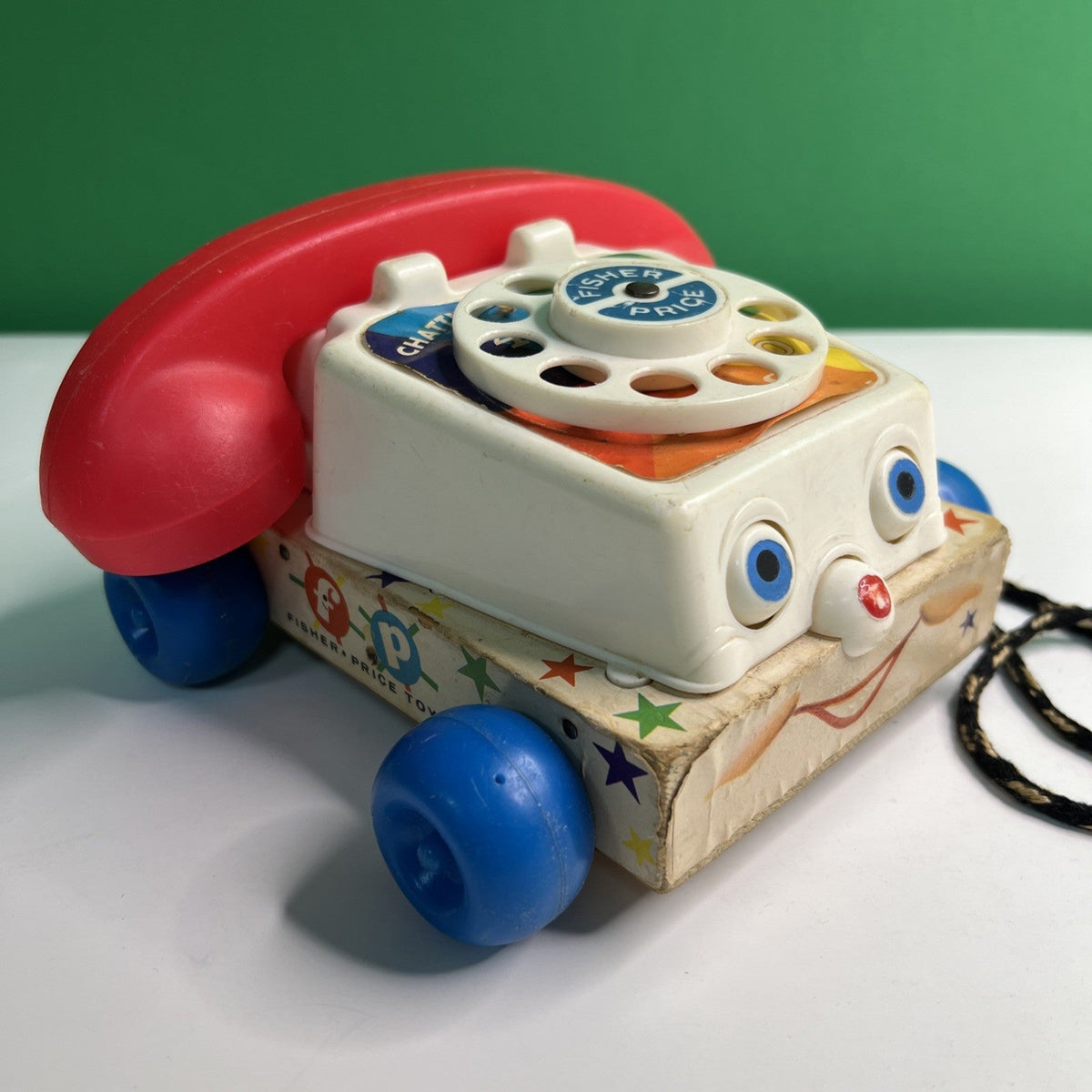 Vintage 1961 Fisher Price Chatter Phone Rotary Telephone Pull Toy #747