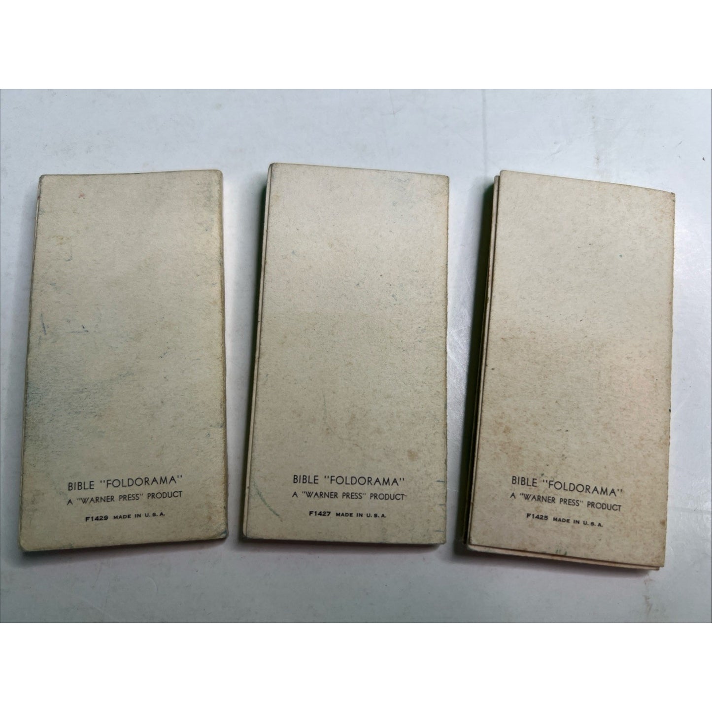 Lot 3 Foldorama Accordian Books USA Warner Press Lord’s Prayer, Beatitudes, Life