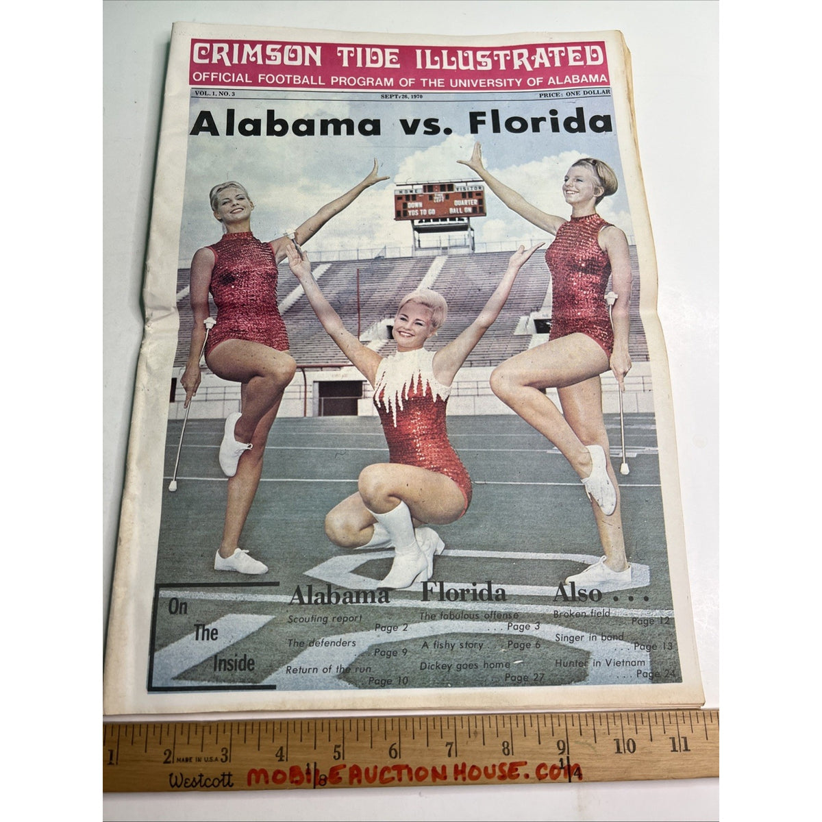 CRIMSON TIDE ILLUSTRATED Sept. 26, 1970 ALABAMA vs FLORIDA Football Program