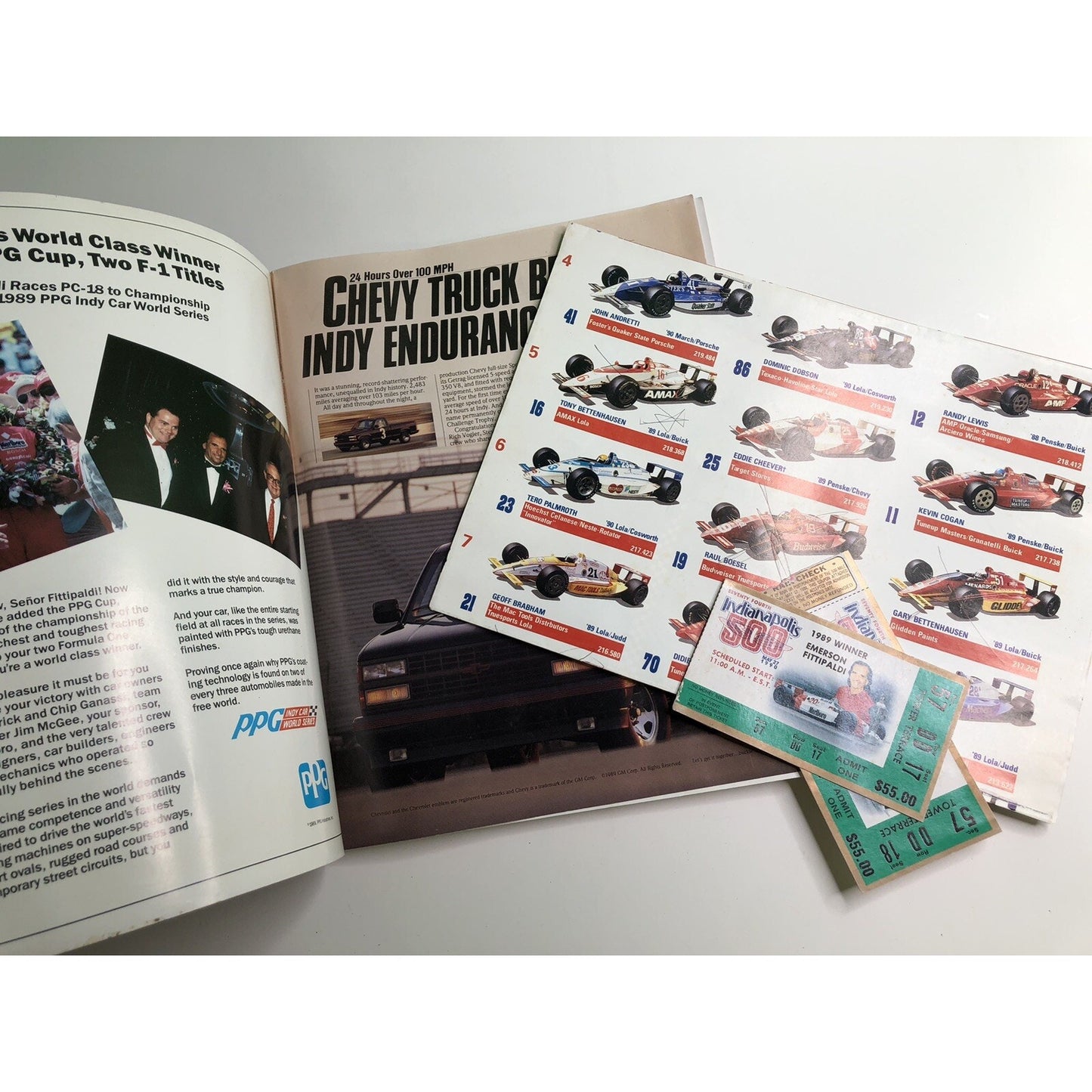 1990 74th Annual Indianapolis 500 Official Program And Tickets