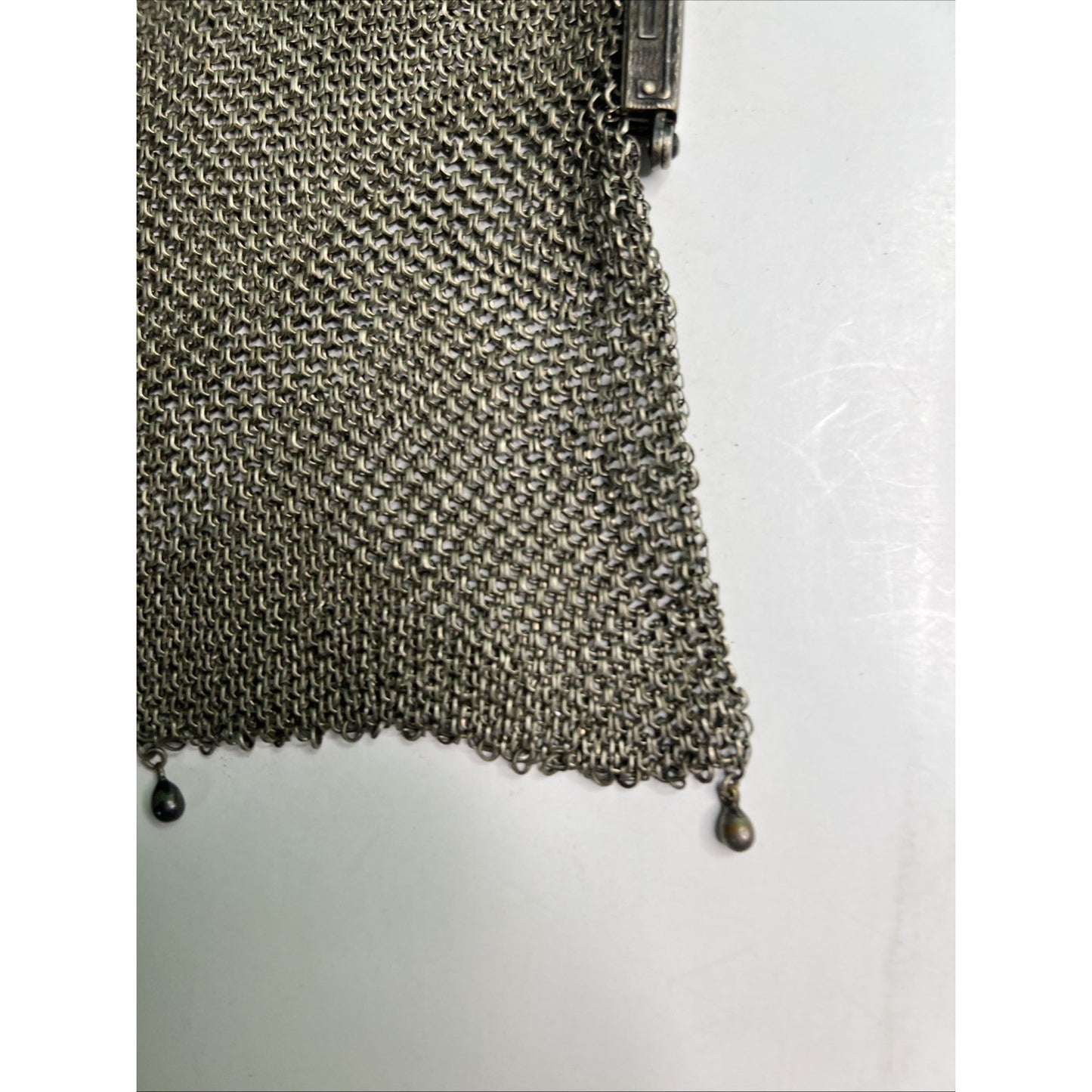 Rare Antique German Silver Chain Mesh Purse Handbag Kiss Closure Marked
