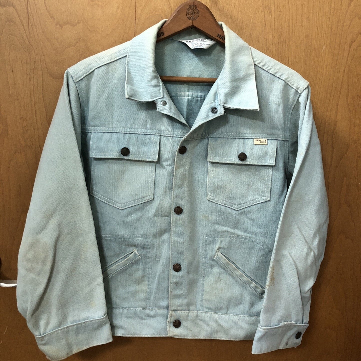 Vintage J. C. Penney Boys SUPER DENIM JACKET Snaps Slit Pockets Size 10-12