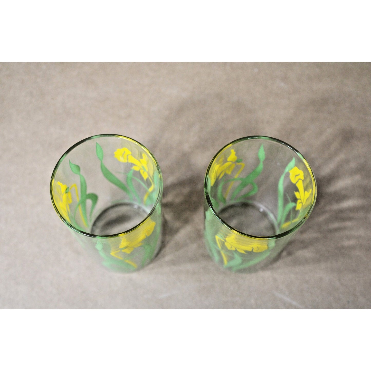 Pair of Daffodil MCM Juice Glasses, Yellow WWII-Era, Nostalgic Kitchen