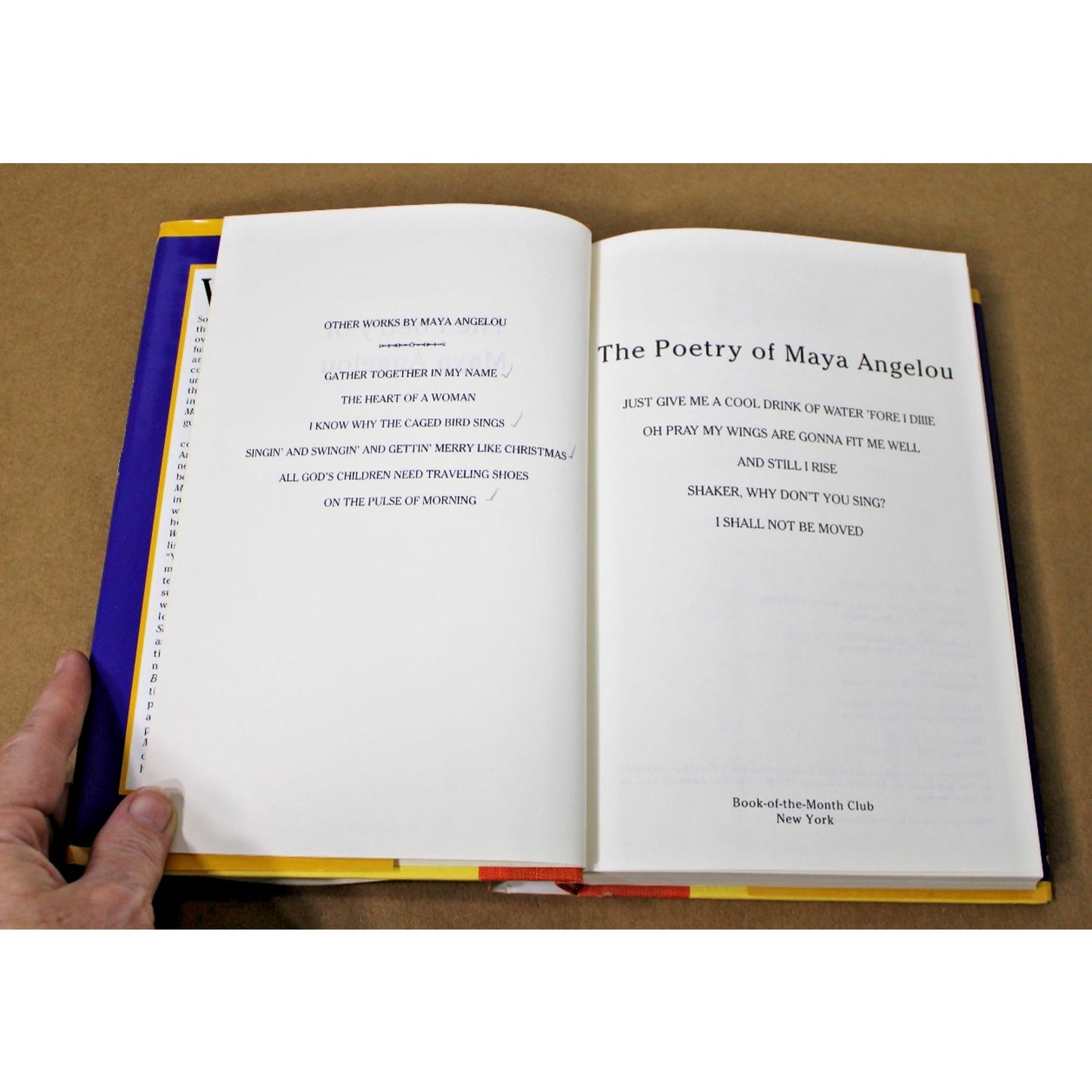 The Poetry Of Maya Angelou -1993 Collection, HC/ DJ VG+