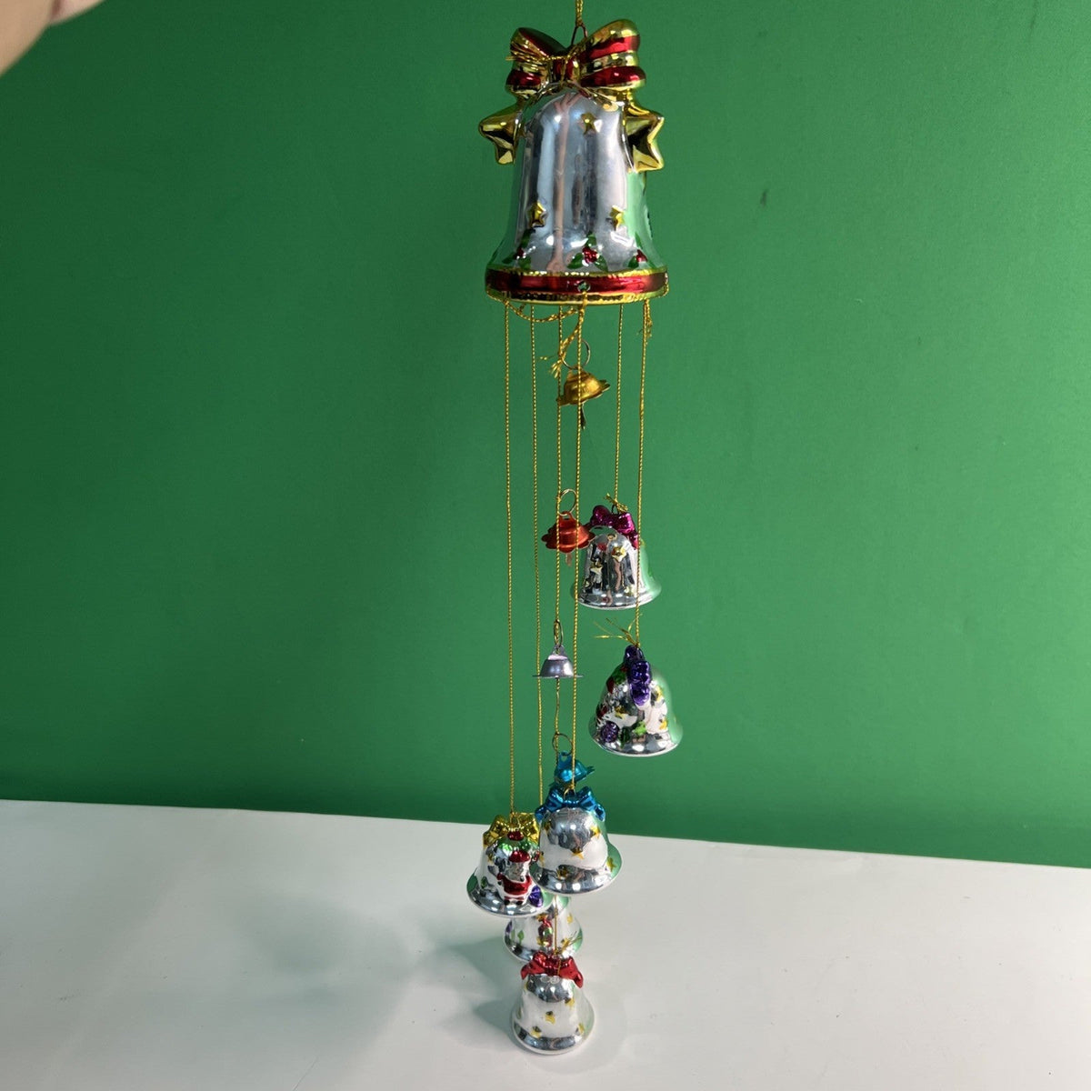 Vintage Avon Christmas Porcelain Shimmering Bell Santa Wind Chime 1998