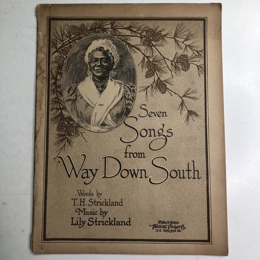 1920 Seven Songs From Way Down South by Strickland Piano Song Book Theo Presser