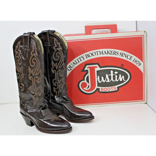 Beautiful Size 5B Justin London Brown Leather Western Cowboy Boots Style #4915