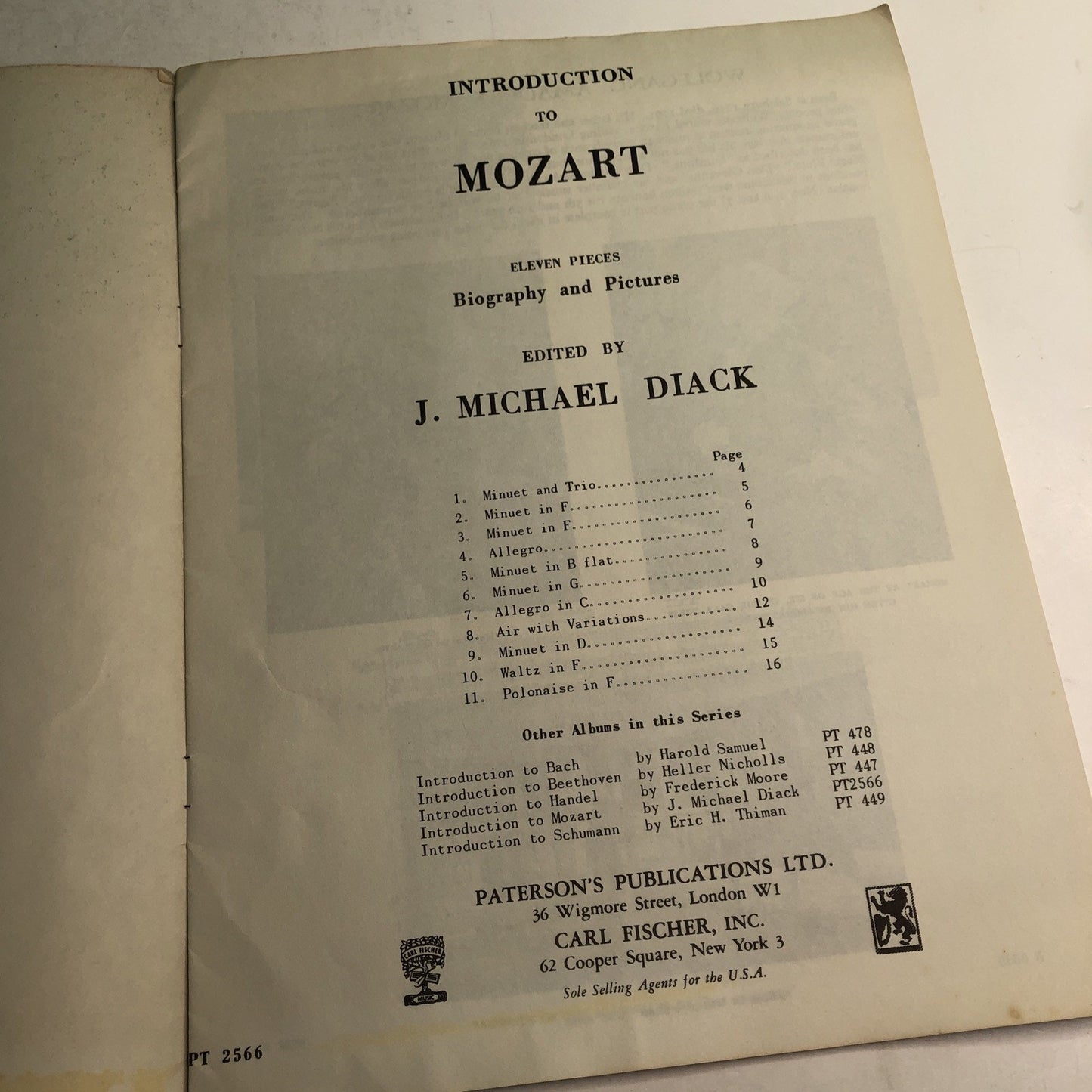 Vintage Introduction To Mozart by J. Michael Diack Biography Pictures Music