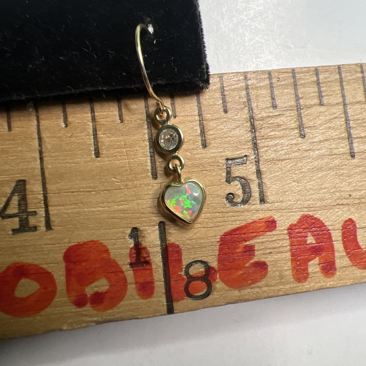 Dainty Heart Shaped Dangle Drop Opal Earrings French Wire