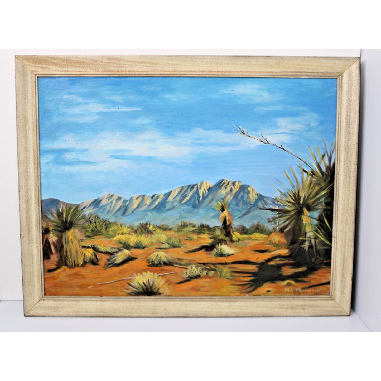 Vintage Desert Landscape Painting- Signed M.L. Murdock, Framed 31.5" x 24.5"