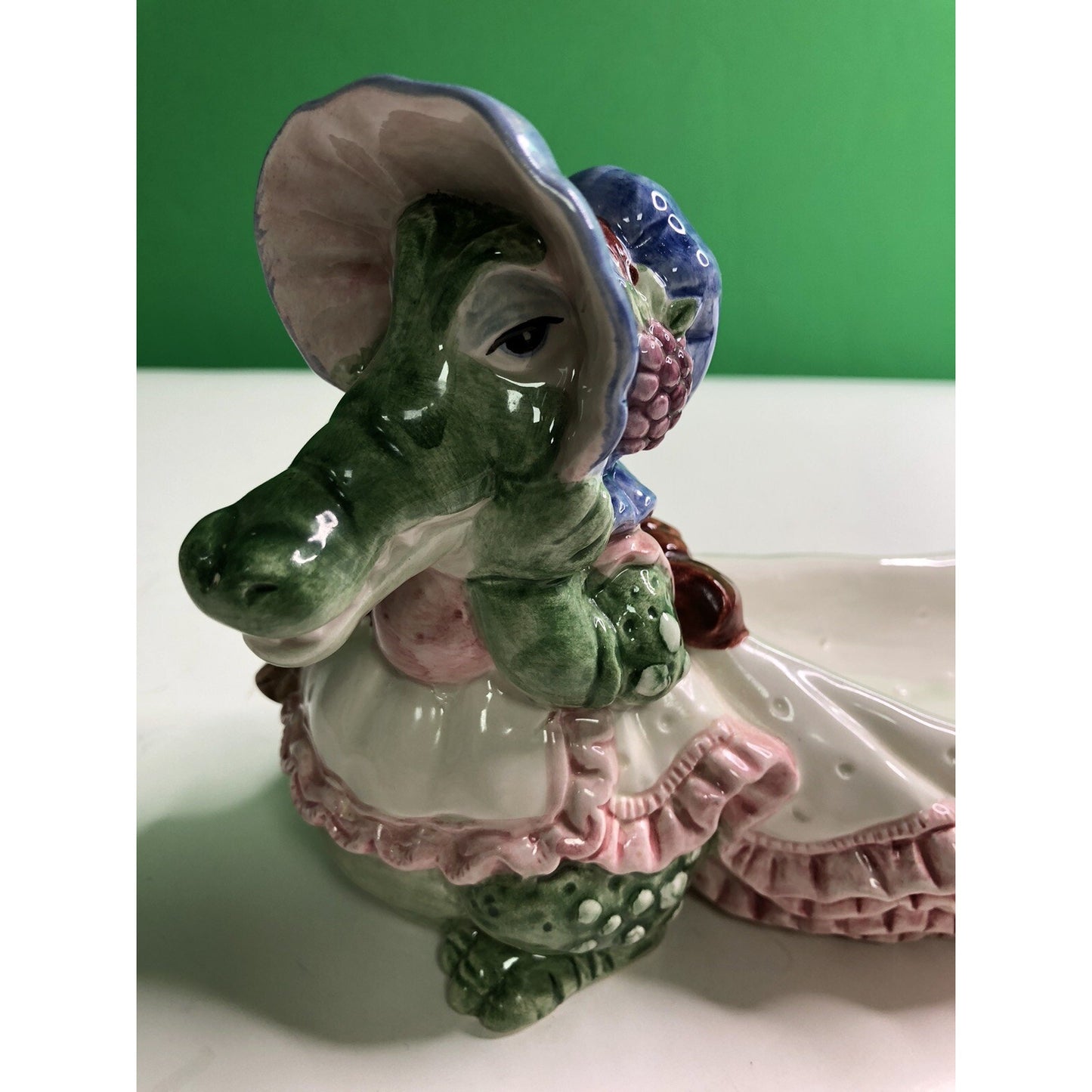 Vintage 1991 FITZ & FLOYD Alligator & Frog Candy Dish Cracker Tray Adorable