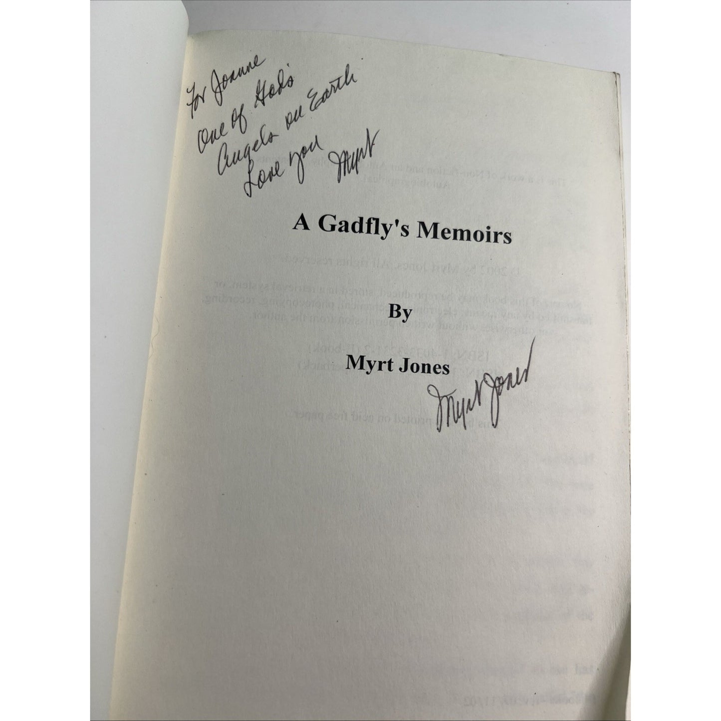 A Gadfly's Memoirs by Myrt Jones (2002 PB) SIGNED BY AUTHOR