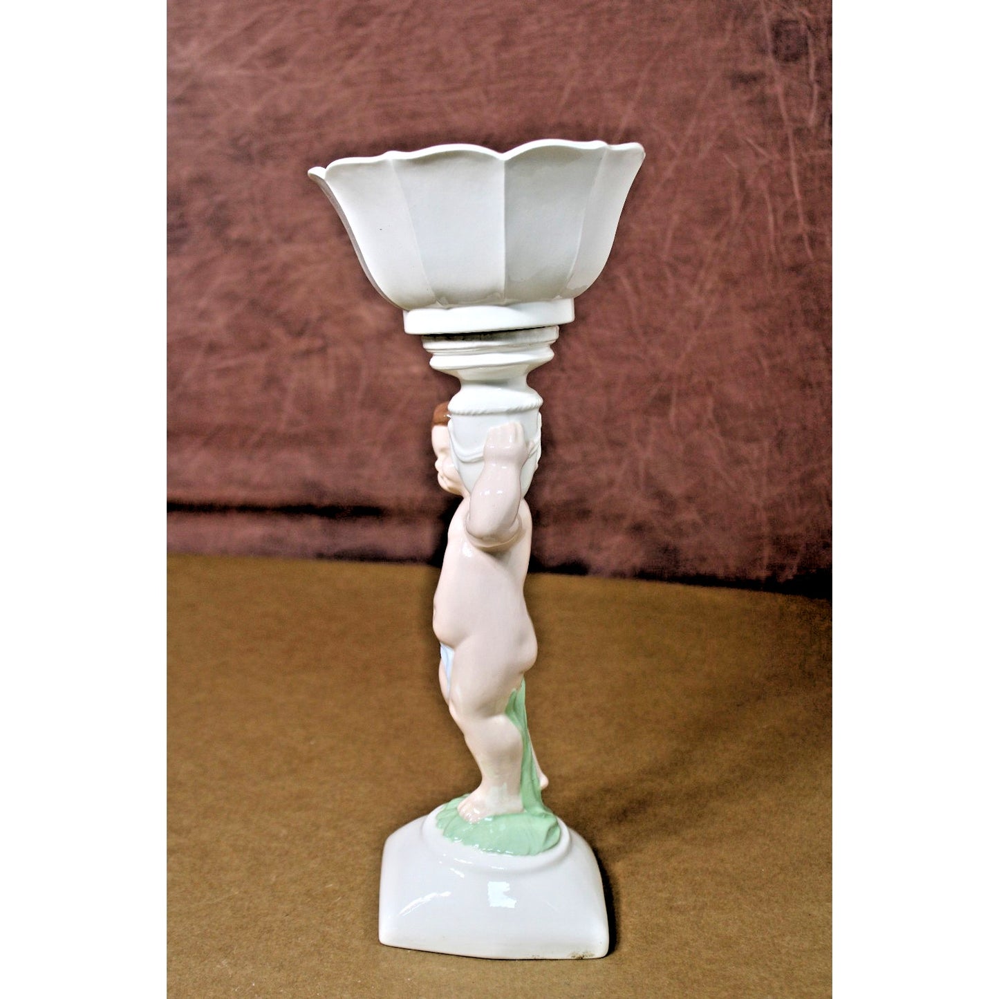 Vintage 1950s-1960s 14" Tall Hand-Painted Cherub/ Putti Planter