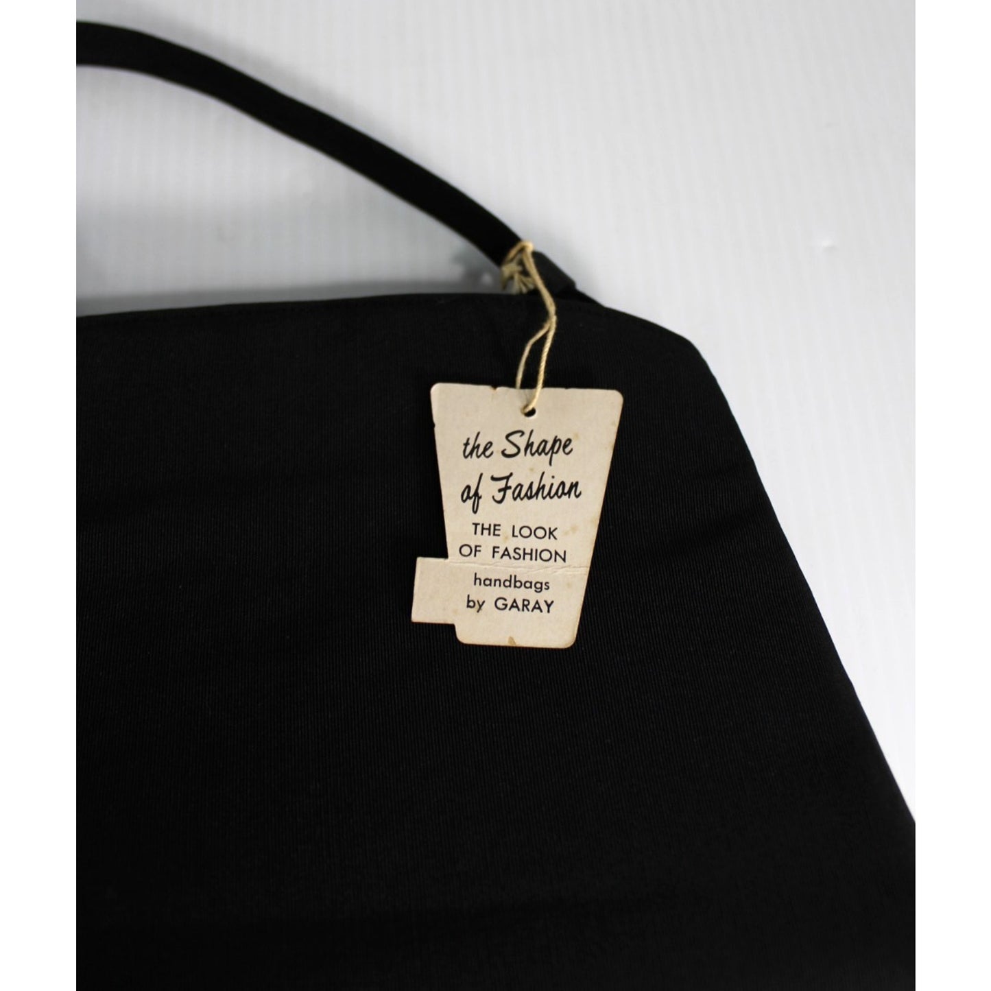 NOS Vtg 1950s Bags by Garay Black Faille Cloth Top Handle Handbag Purse with Tag