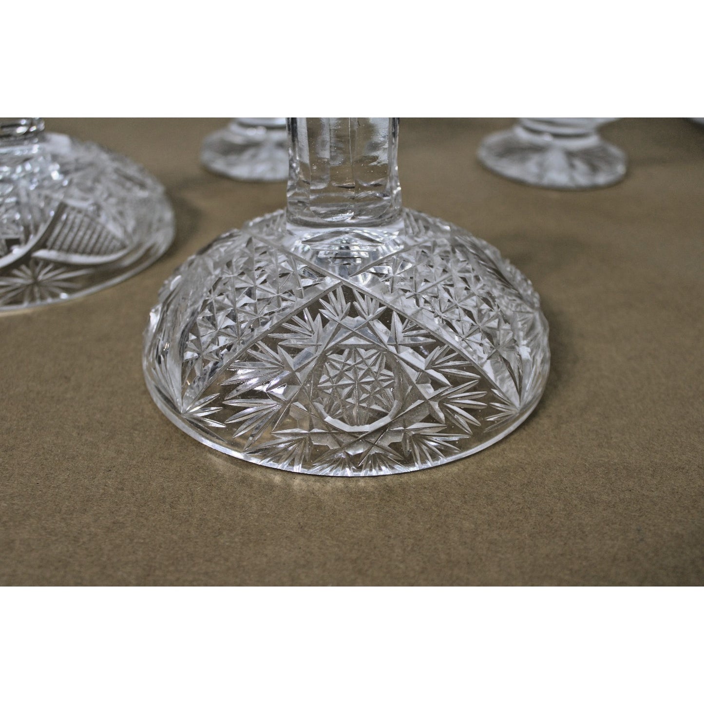 Two Heavy Vintage Bohemian Lead Crystal Dishes with Lids 9"h Brilliant Starburst