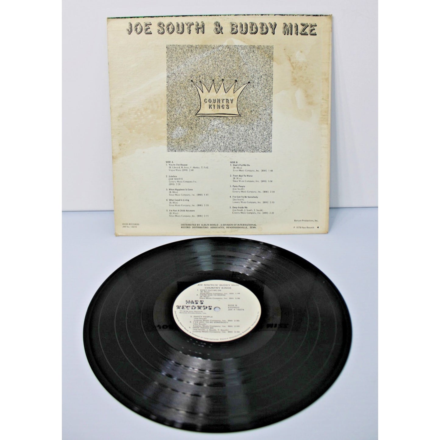 Joe South & Buddy Mize- Country Kings 1978 Hass Records AW-14074 RARE County- NM