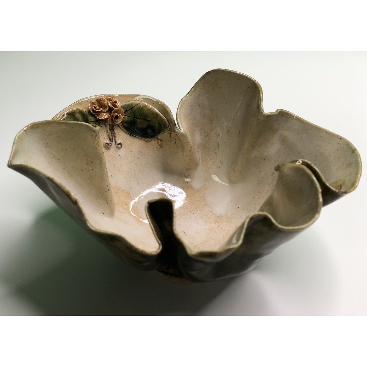 1996 E. B. Patterson Studio Crafted HANDKERCHIEF BOWL Vase Signed Glazed