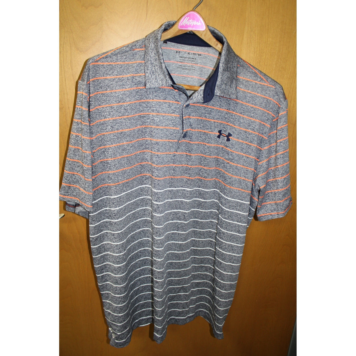 Under Armour Men's XL Playoff 3.0 Divide Heather Stripe Polo Halo Gray Orange