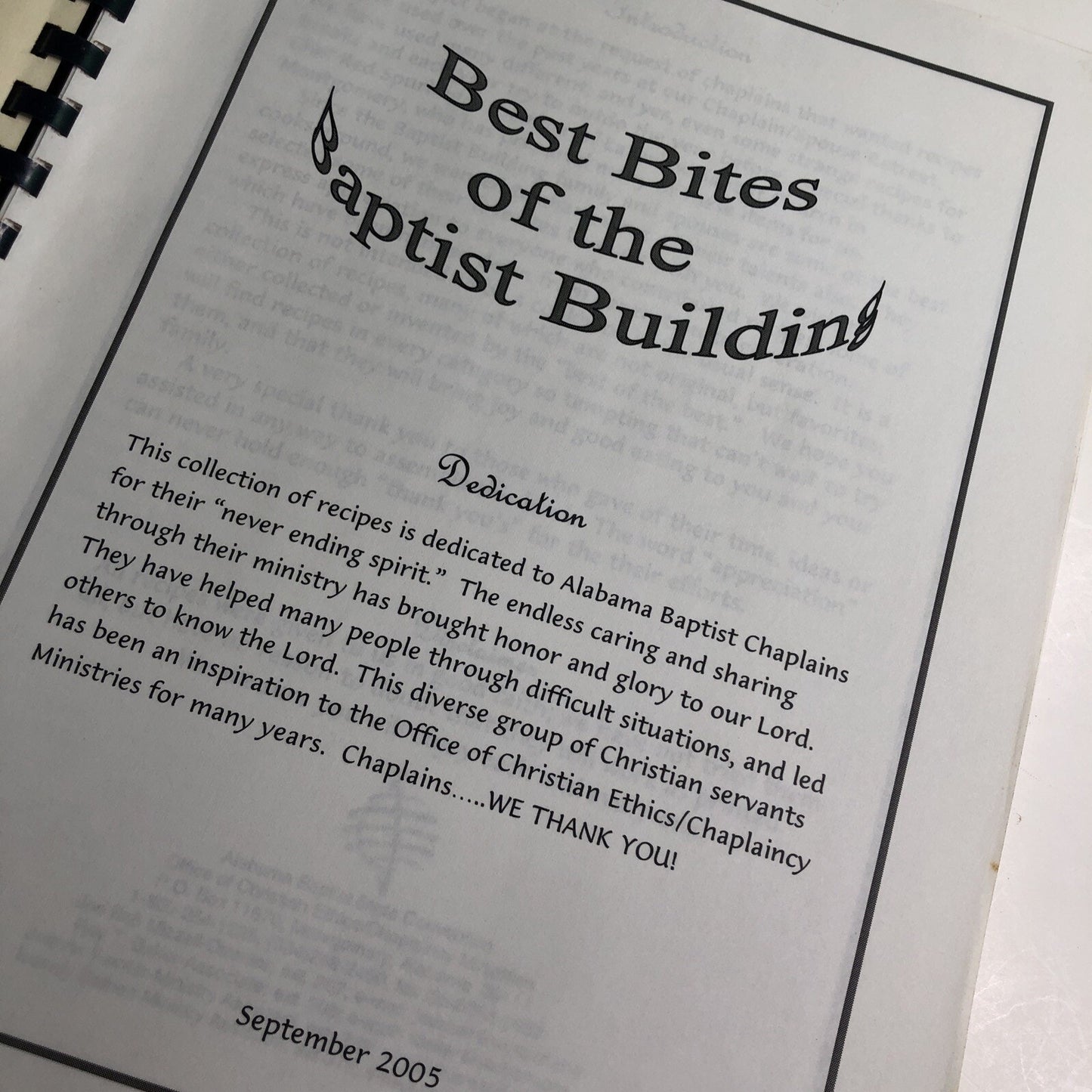 2005 Best Bites Of The Baptist Building Cookbook Alabama AL Recipes Chaplains