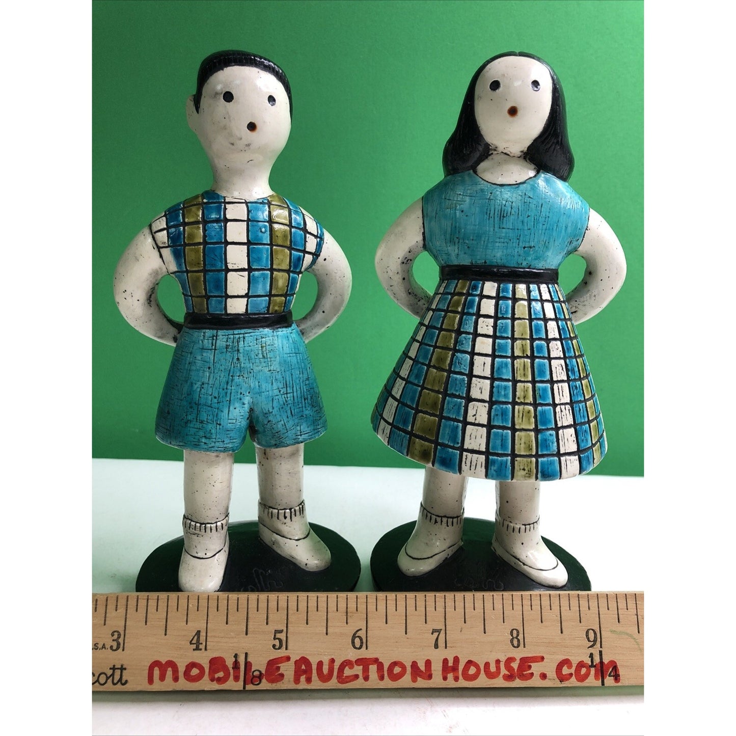 Rare Pair MIDCENTURY SYLVIA HOOD ORIGINAL FIGURINES Idyllic Family Boy & Girl