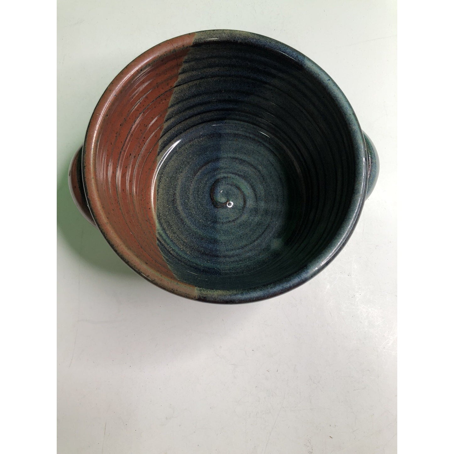 2008 Neal Pottery Bread Baker Crock Tri Color Glaze Signed Dated Flawed Florida