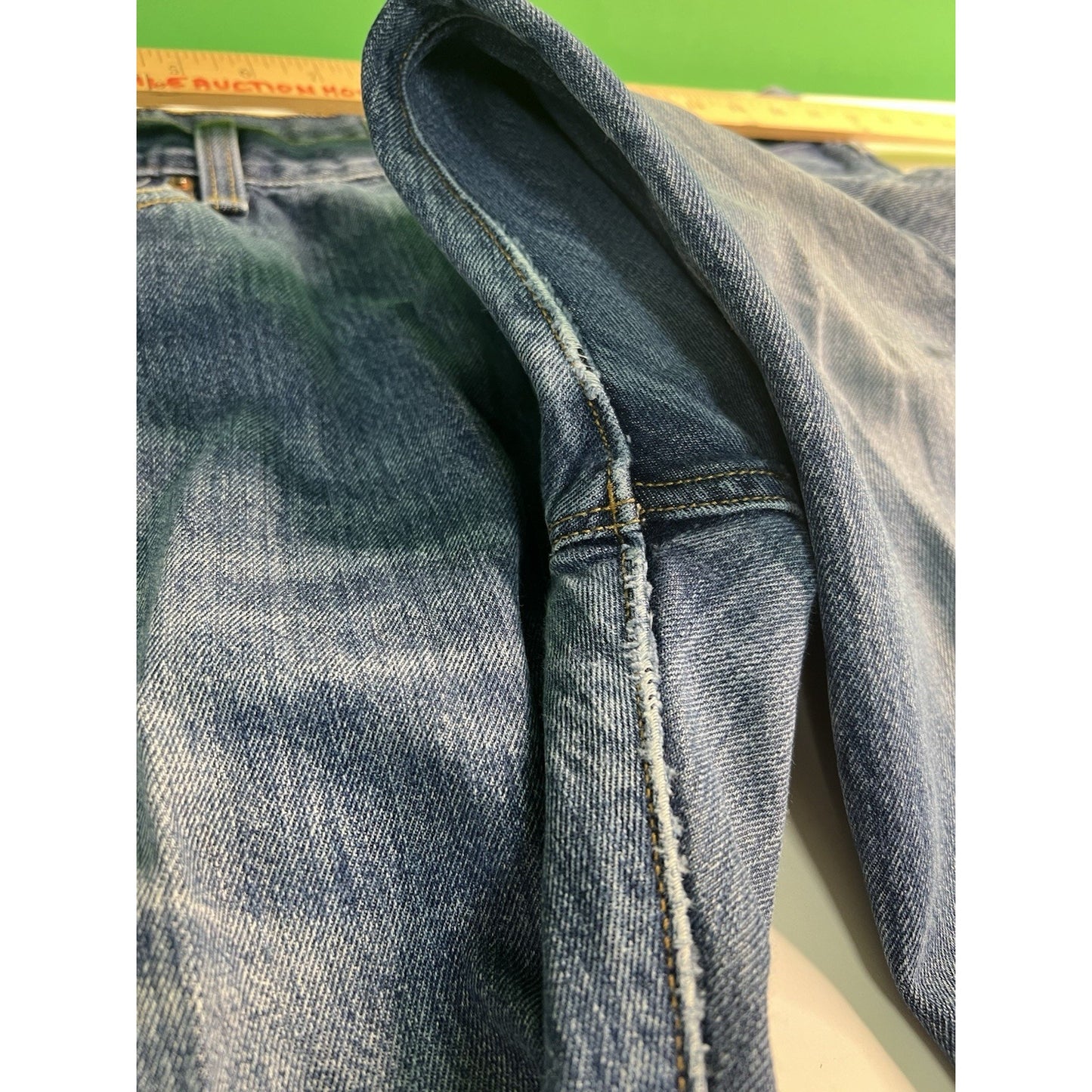 Levis Original 501 Button Fly Straight Leg Blue Denim Jeans Mens 36x34