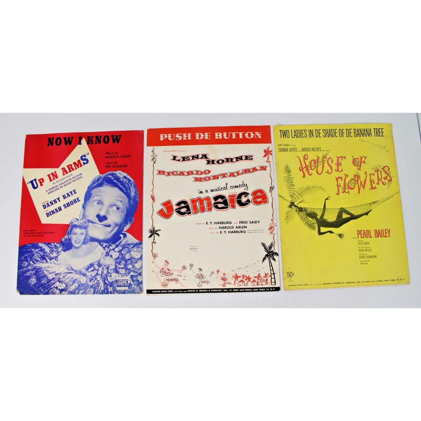 Lot of 3 Vintage Harold Arlen Sheet Music- Truman Capote, Lena Horne, Danny Kaye