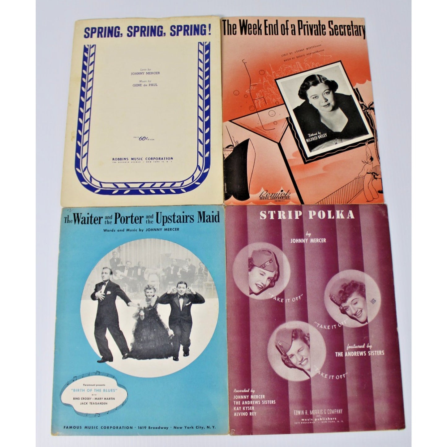 4 Pc. Vintage Sheet Music by Johnny Mercer, Bing Crosby, Andrews Sisters