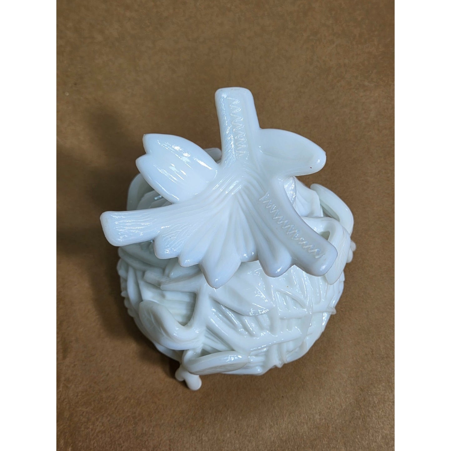 Vintage Westmoreland Milk Glass Dove on Nest Pedestal Covered Candy Dish WG Logo