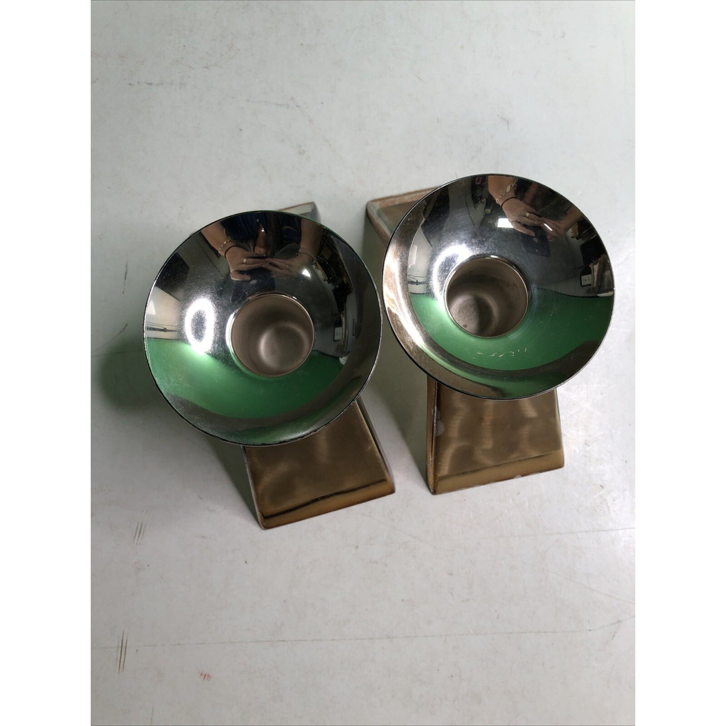WMF IKORA (Set of 2) Germany Silverplate Candle Holders #4847 Preowned
