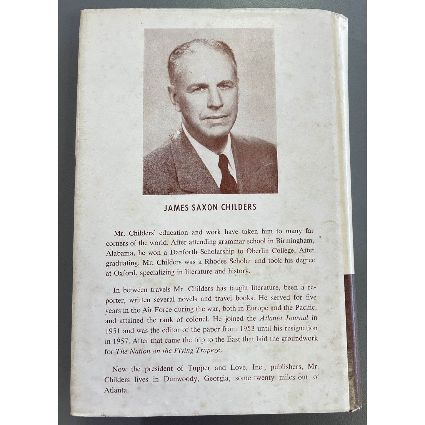 The Nation on the Flying Trapeze by James Saxon Childers 1960 HB DJ