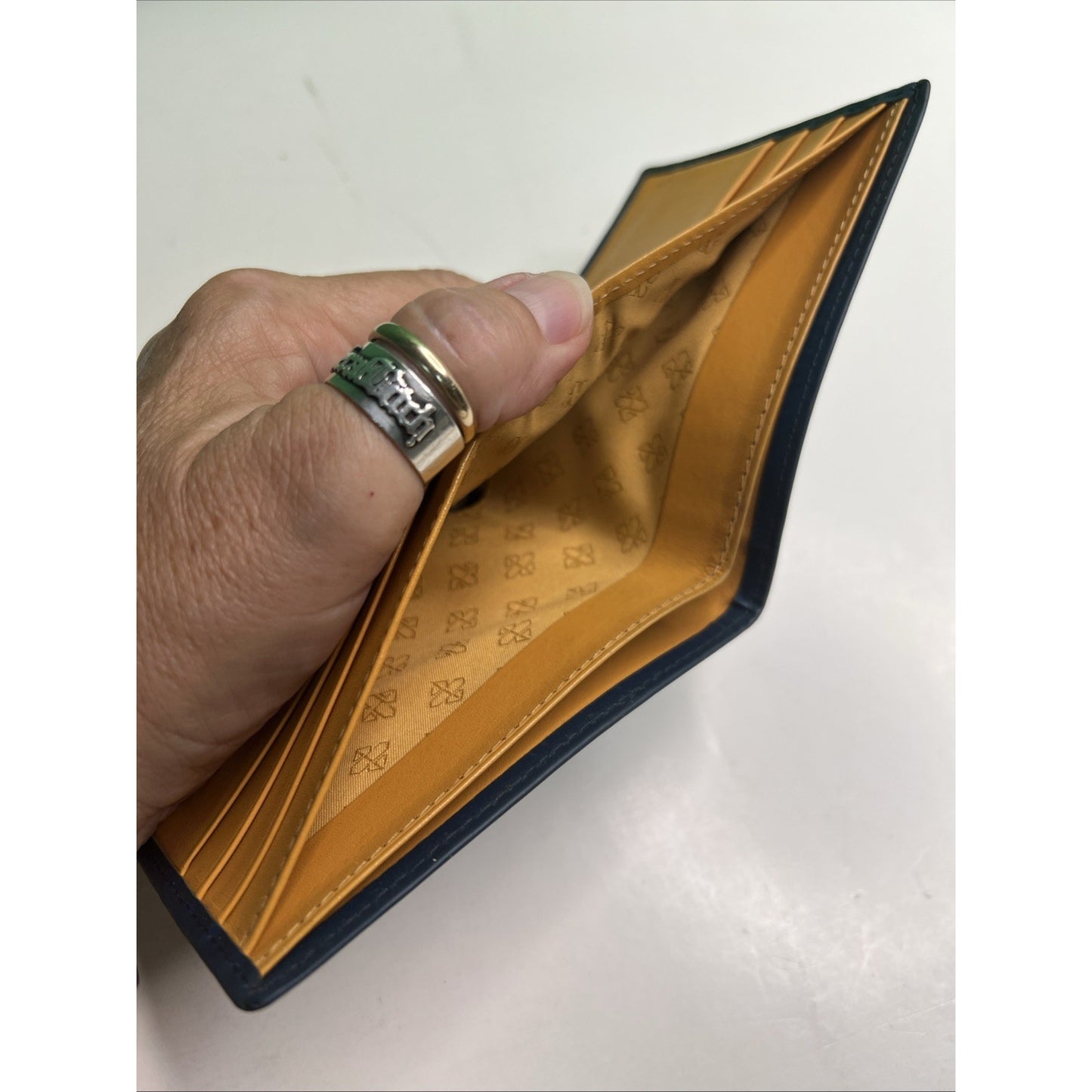 ETTINGER of London Men's Bi-Fold Wallet Blue Cowhide Leather Used