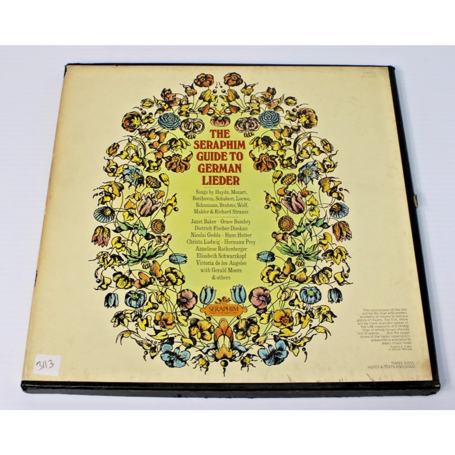 The Seraphim Guide To German Lieder 3 LP Vinyl Box Set SIC-6072, 1971- EX!
