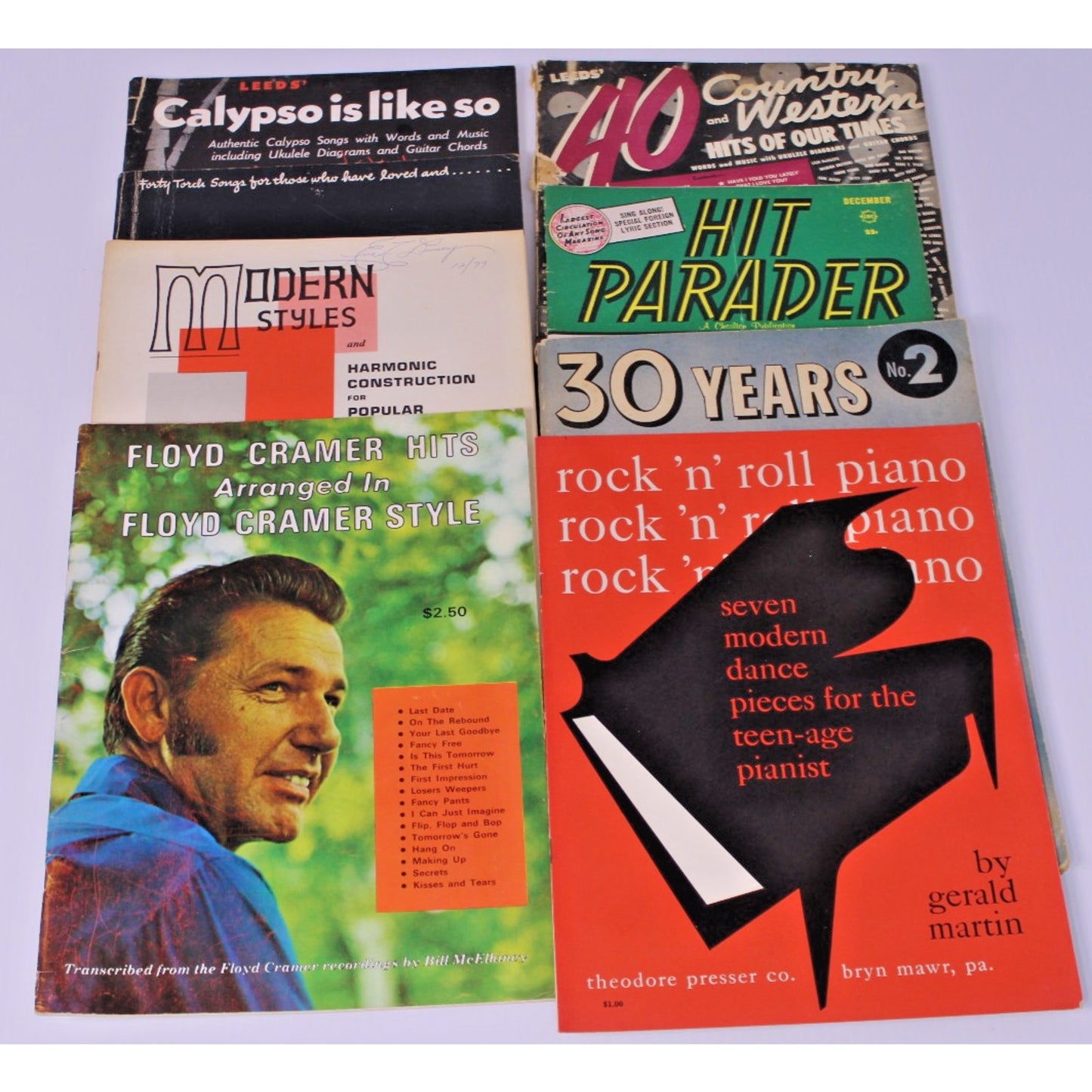 7 Vintage Piano Books + Bonus 1959 Hit Parader- Country, Pop, Jazz Standards