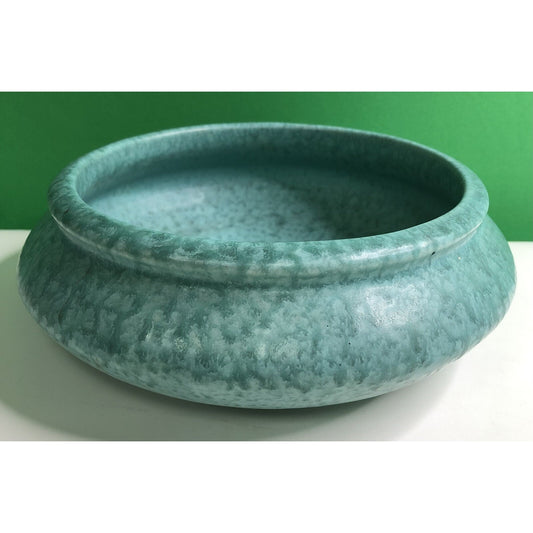 Vintage 1930s Roseville Pottery Tourmaline Aqua Low Bowl Bulb Planter