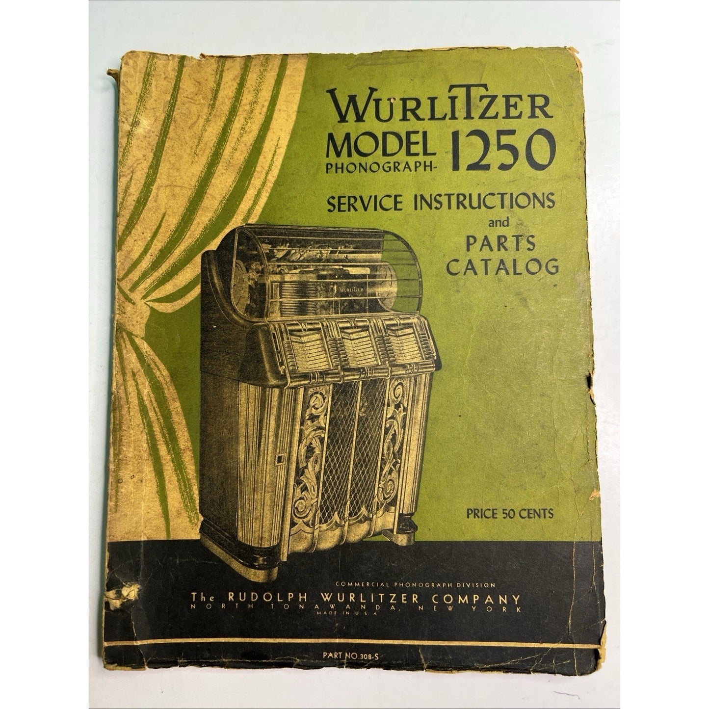 WURLITZER MODEL 1250 Phonograph Service Instructions & Parts Catalog Juke Box