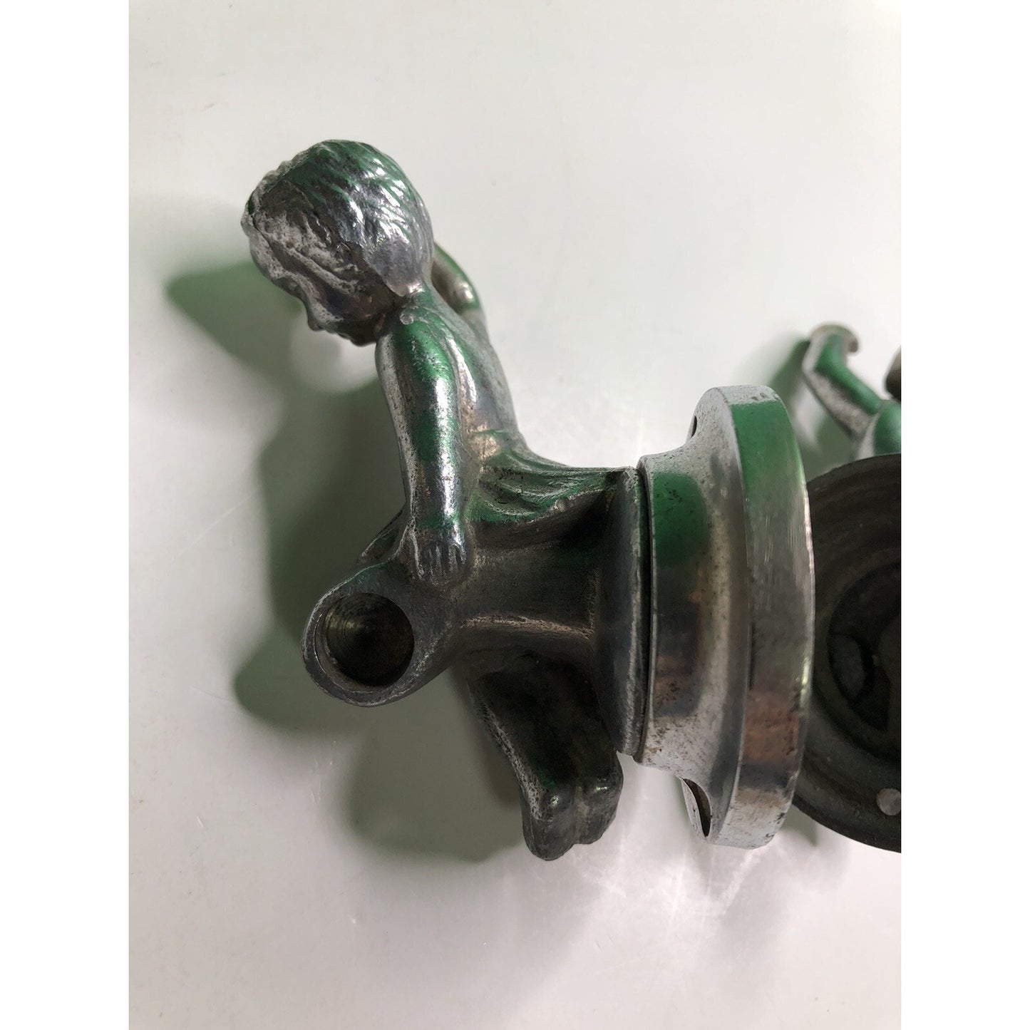 PAIR of Antique Cast Aluminum GIRLS Wall Mount TOWEL ROD HOLDER Kitchen Bath