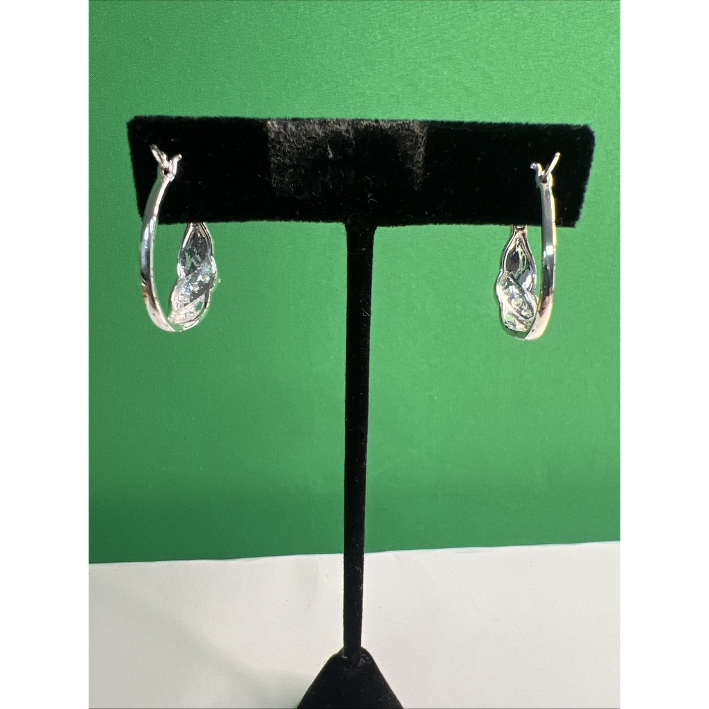 Silver Luxuries Silver Plated Hoop Earrings Genuine Marcasite New