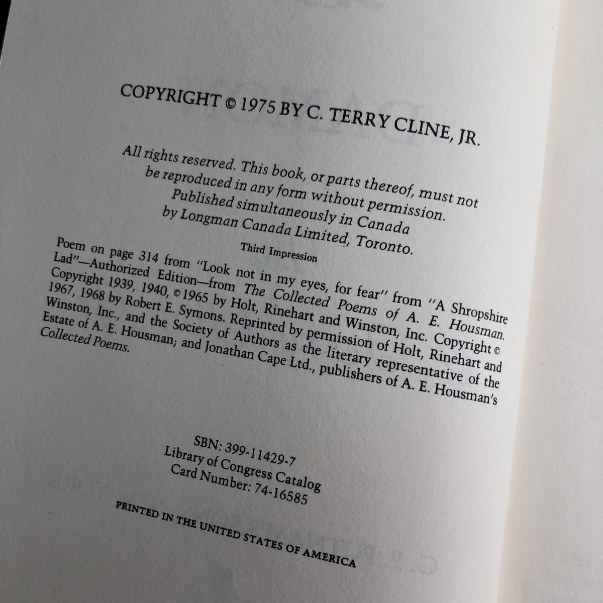 Damon by C. Terry Cline, Jr. 1st Edition 1975 Third Impression Signed HC DJ