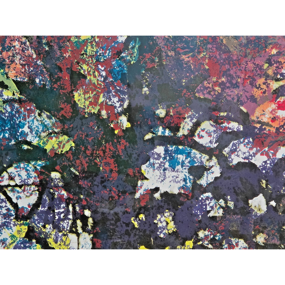 Vintage Abstract Halftone Tree Print Bright Pop Art Landscape Matted Unsigned