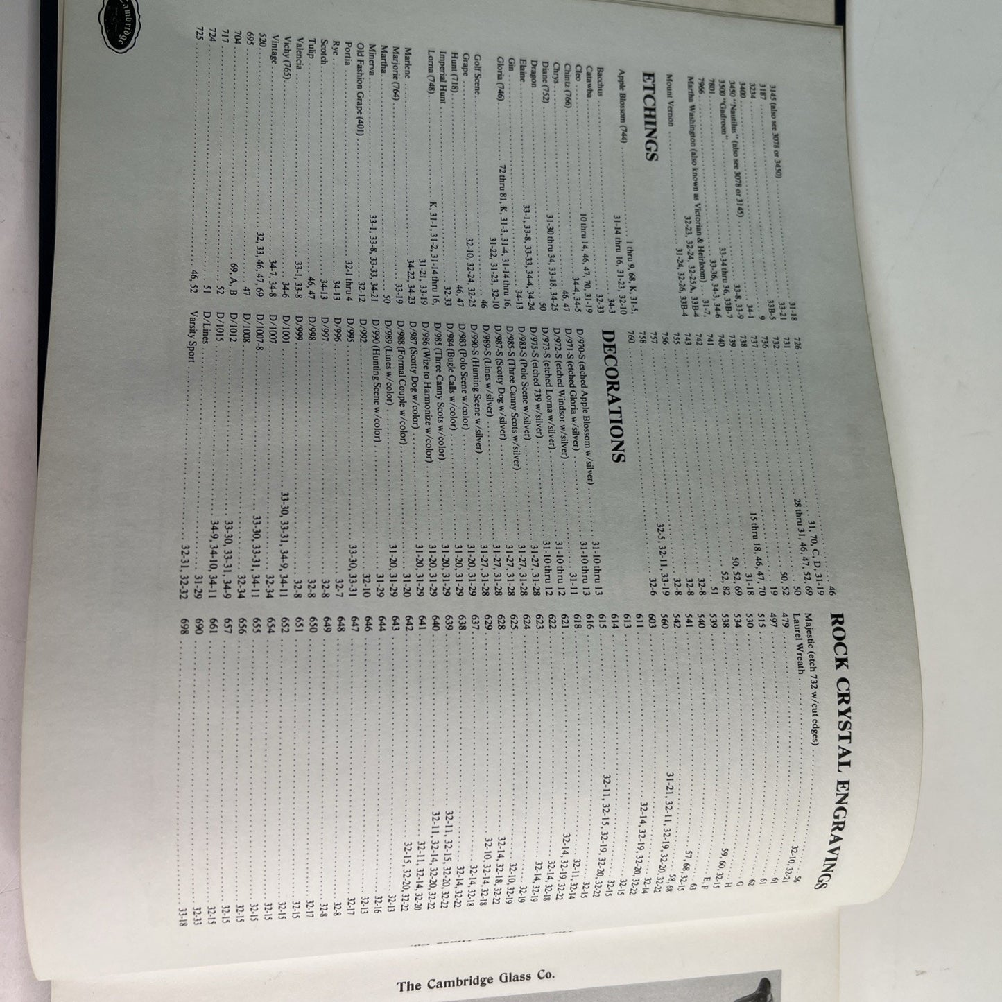 1976 The Cambridge Glass Co Catalog Hardcover Book w/ 1982 Price Guide